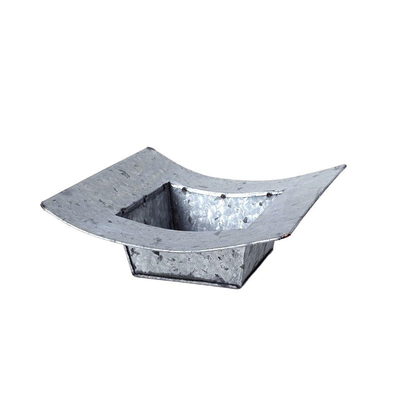 Castron Pătrat Din Metal Cu Margine Curbată Gri Antichizat 17X17X4,5/7Cm