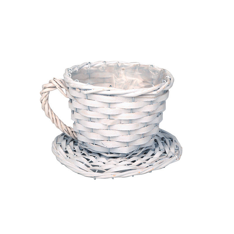 Pahar Din Lemn Cu Castron Alb 34/25X17Cm