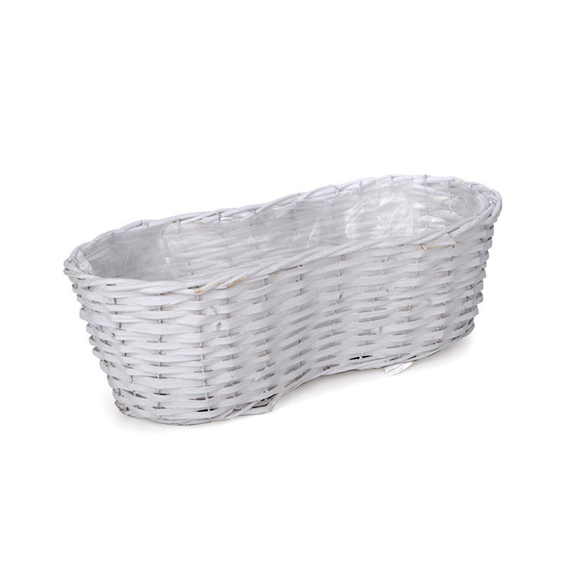 Castron Oval Din Lemn Cu Fantă Alb 40X20X14,5Cm