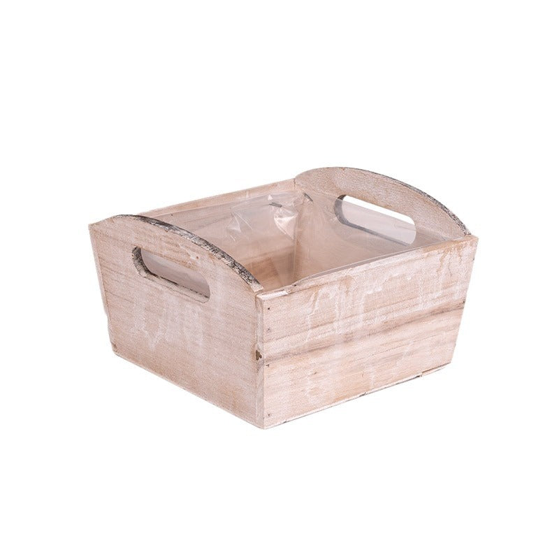 Castron Pătrat Din Lemn Natural 18,5X18X9/11Cm
