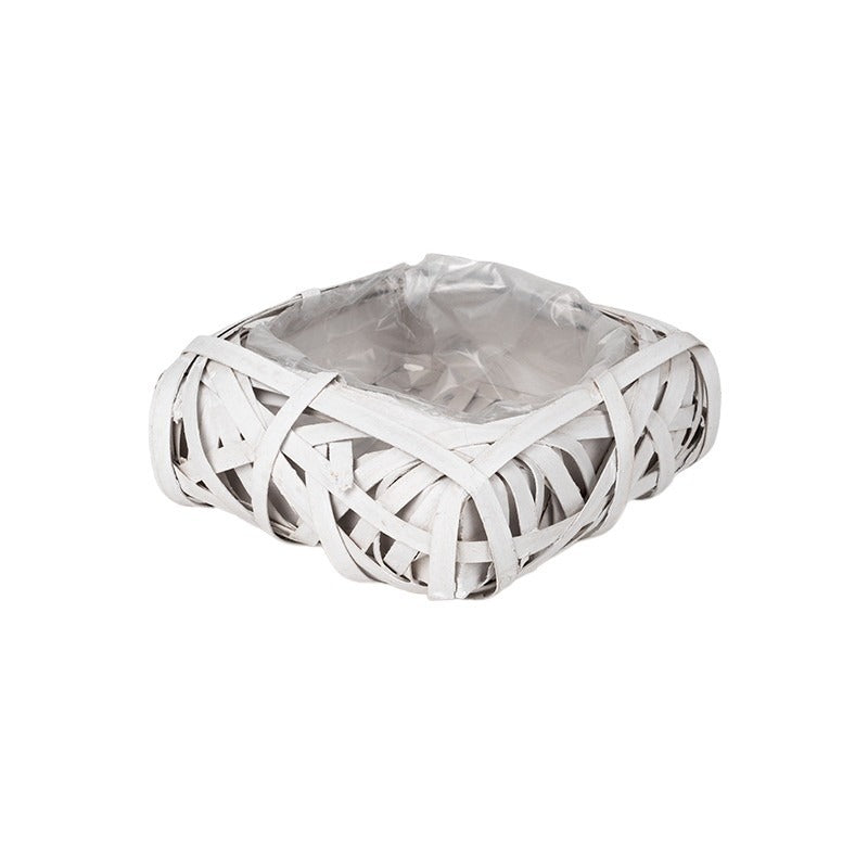 Castron Pătrat Cuib De Pasăre Alb 18X18X8Cm