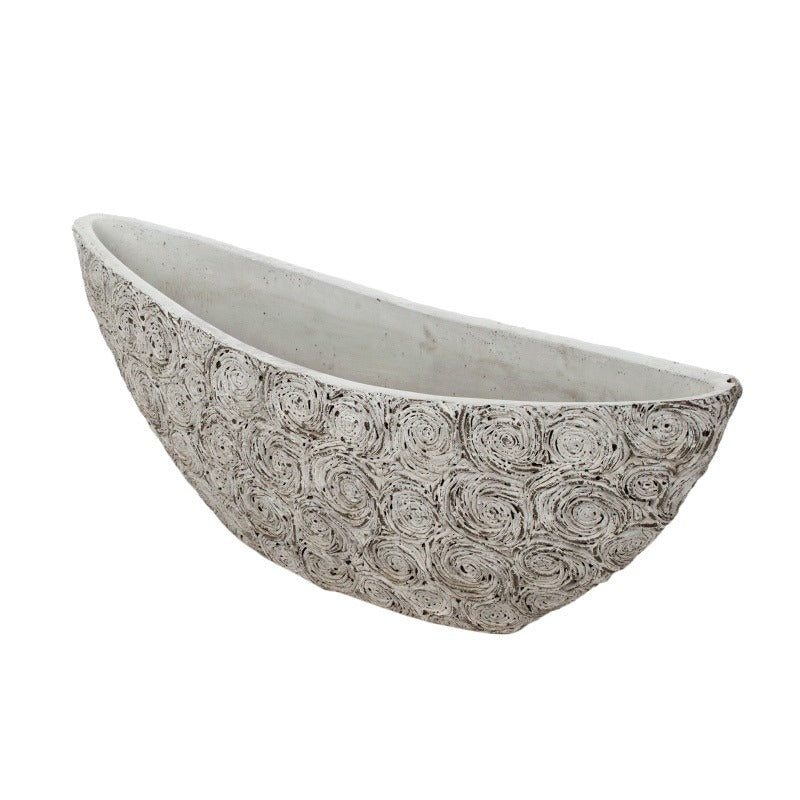 Bol Din Piatră De Trandafir În Formă De Barcă Gri 41,5X11,5X13,5/16Cm