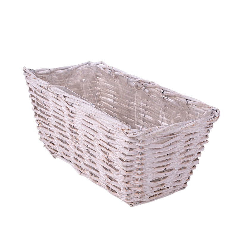 Castron De Răchită Cu Fantă Pătrată Alb 36,5X17,5X15Cm