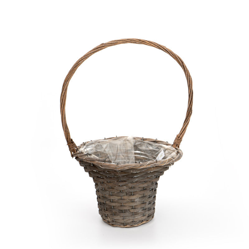 Coș Din Lemn Despicat Cu Toarte Gri 31X21,5X51Cm