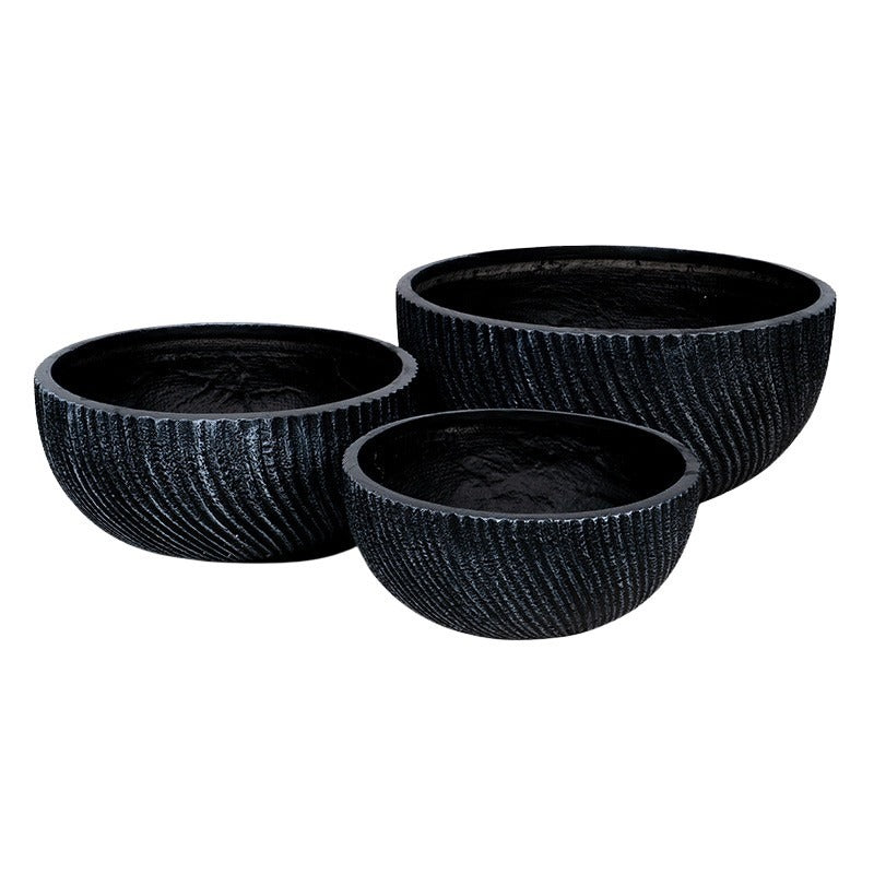 Vegas Greta Set Ghiveci Compozit Antracit 37X18-55X26Cm S/3