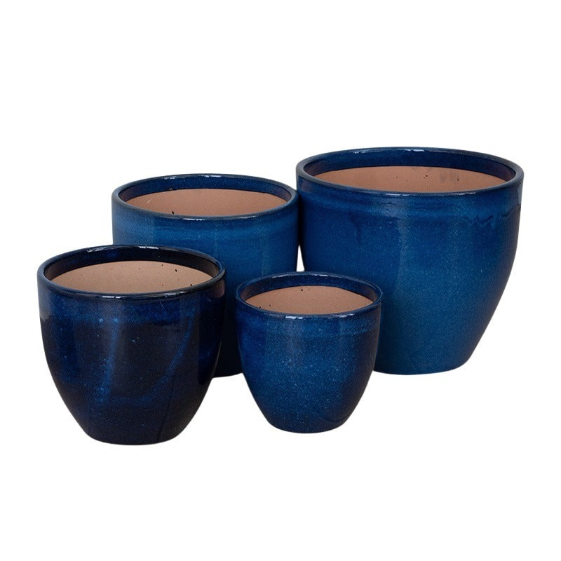 Malta Ghiveci Ceramic Clasic Albastru Mineral Set 22X21,5-38X34Cm S/4