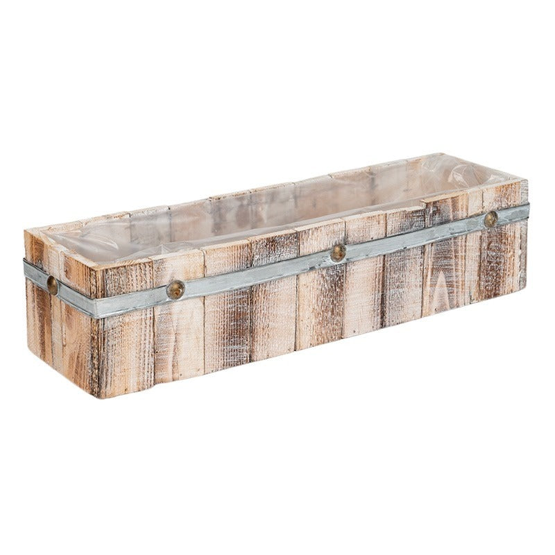 Castron Pătrat Din Lemn Gri 42X12X10Cm