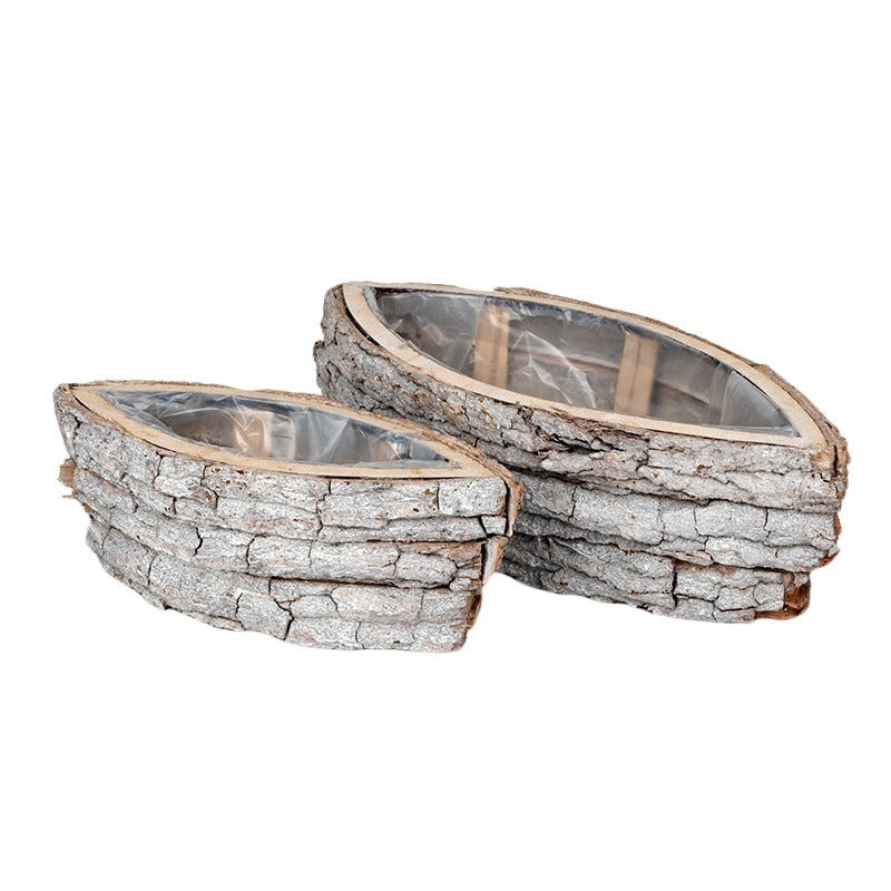 Set Bol De Scoarță În Formă De Barcă Gri Antic 45X19,5X12Cm S/2