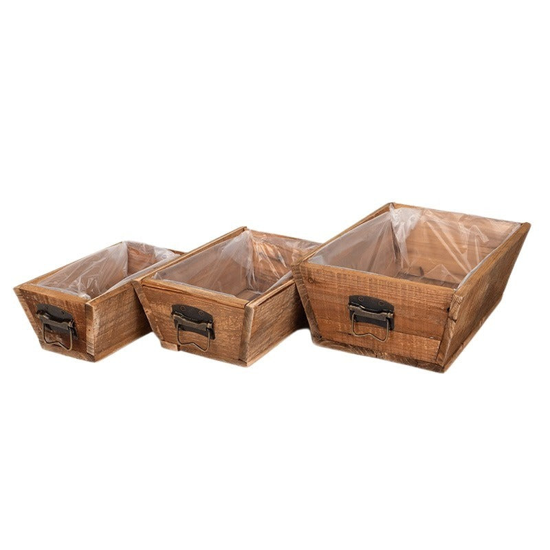 Set Castron Pătrat Din Lemn Cu Capac Metalic Maro 36X24,5X13Cm S/3