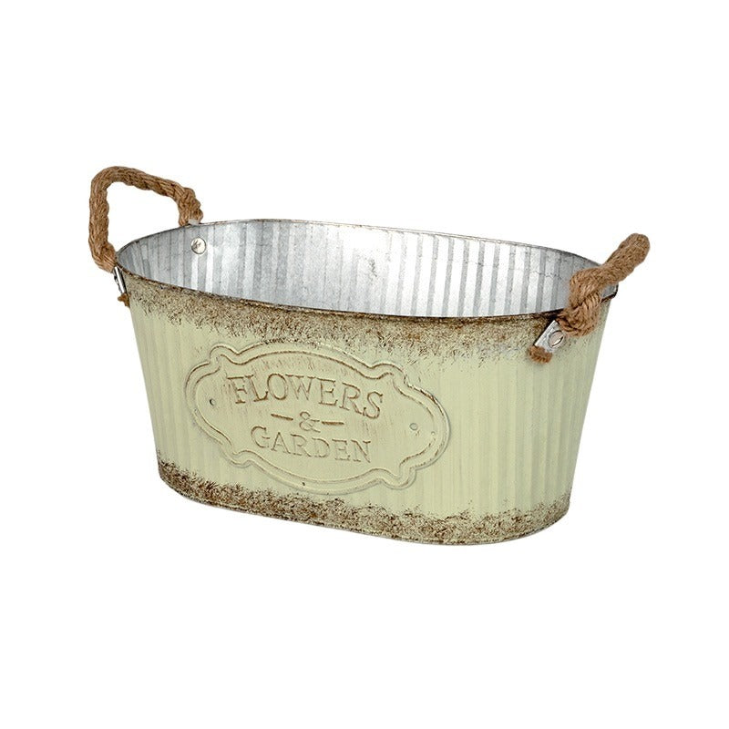 Castron Oval Andretta Din Staniu Cu Funie Și Gura De Scurgere Verde 28X18X13Cm