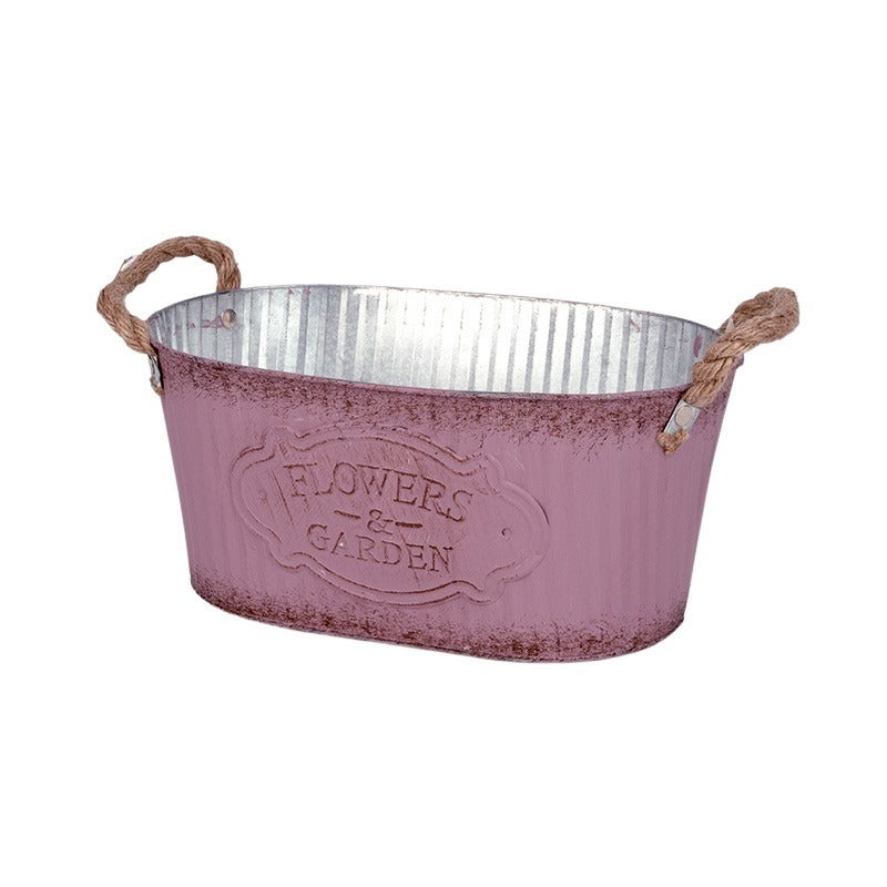 Castron De Staniu Andretta Oval Cu Toarte De Frânghie 24X14,5X11Cm