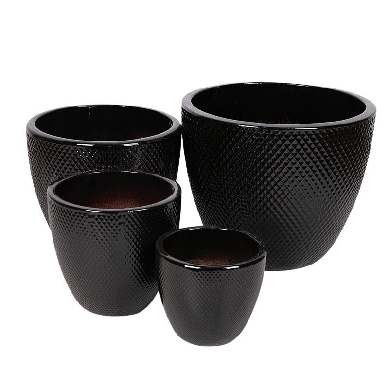 Nantes Classic Ceramică Suport Pentru Plante Set Negru 23X20,5-48X40Cm S/4