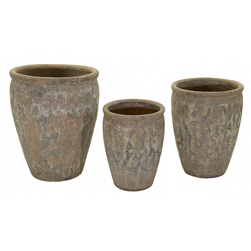Byron Apollo Set Suport Pentru Plante Din Ceramică Gravată Rustic Maro 25X37-53X71Cm S3