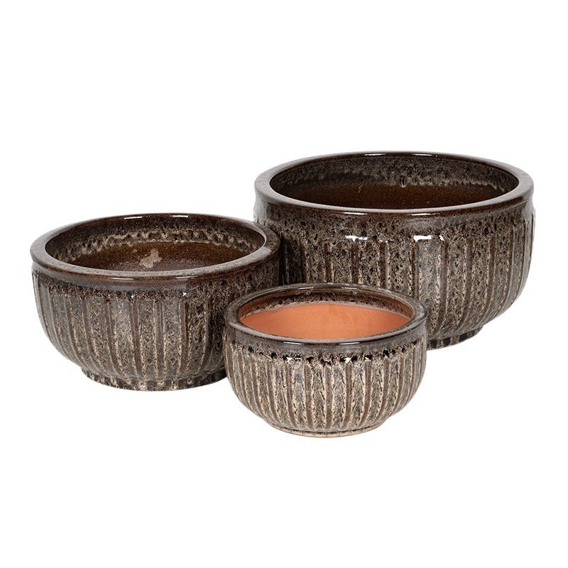 Montgomery Rita Ceramic Ghiveci Set Espresso 35X18-54X30Cm S3