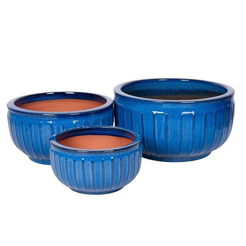 Montgomery Rita Ceramic Ghiveci Set Albastru 35X18-54X30Cm S3