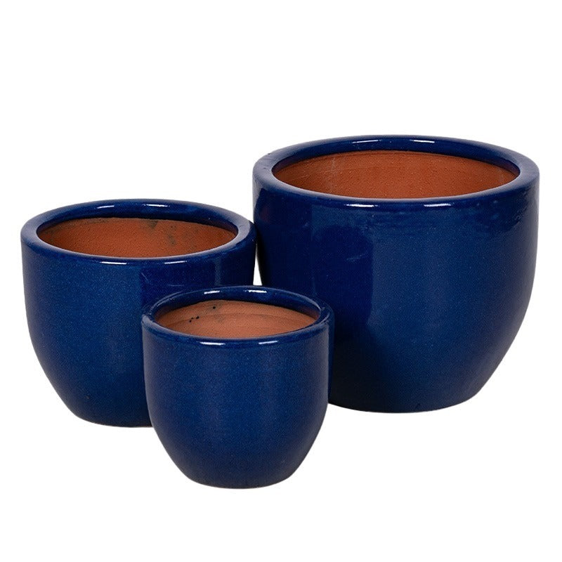 Davenport Set Suport Clasic Pentru Plante Din Ceramică Albastru 18X15-28X22,5Cm S3