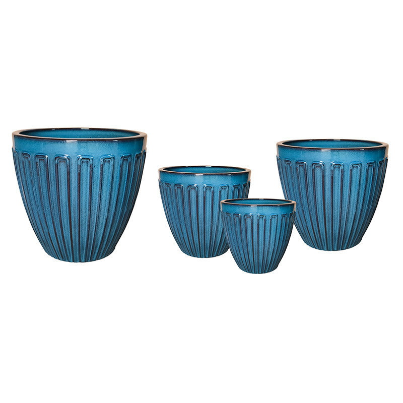 Noble Lines Set Ghiveci Ceramic Clasic Albastru Mare 31X29,5-58X51Cm S4