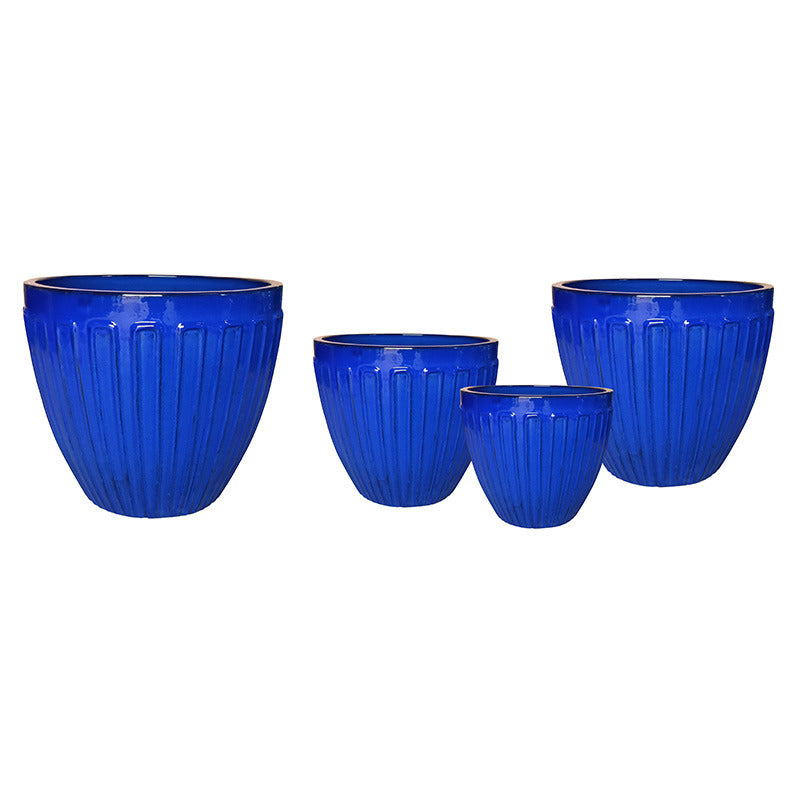 Noble Lines Set Ghiveci Ceramic Clasic Albastru Regal 31X29,5-58X51Cm S4