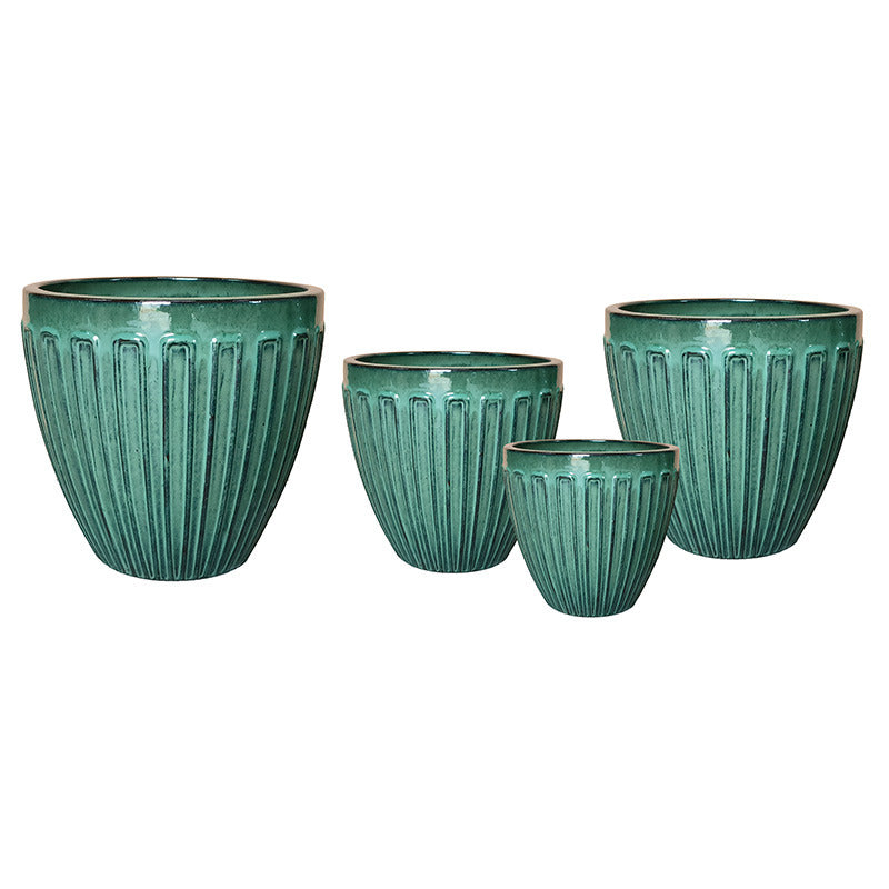 Noble Lines Set Ghiveci Ceramic Clasic Verde Mușchi 31X29,5-58X51Cm S4