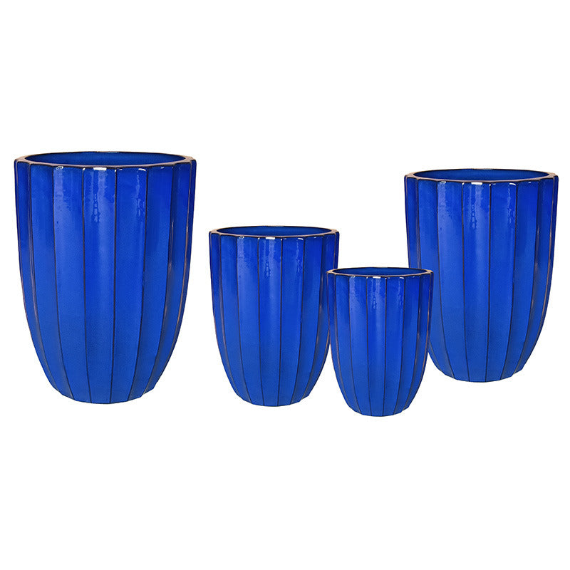 Noble Rib Vase Set De Vase Ceramice Albastru Regal 30X39-55X73Cm S4