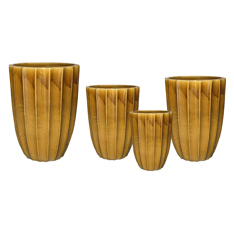 Noble Rib Vase Set De Vase Ceramice Ocher 30X39-55X73Cm S4