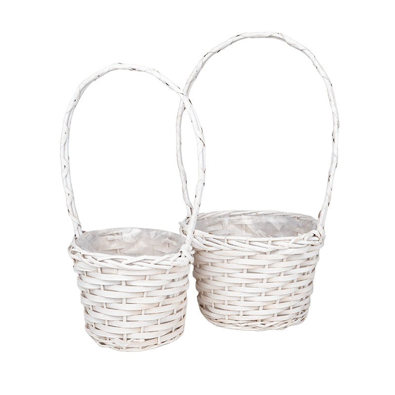 Posetacoș Alb Cu Toarte Din Lemn Despicat Set 23X19,5/52,5Cm S2