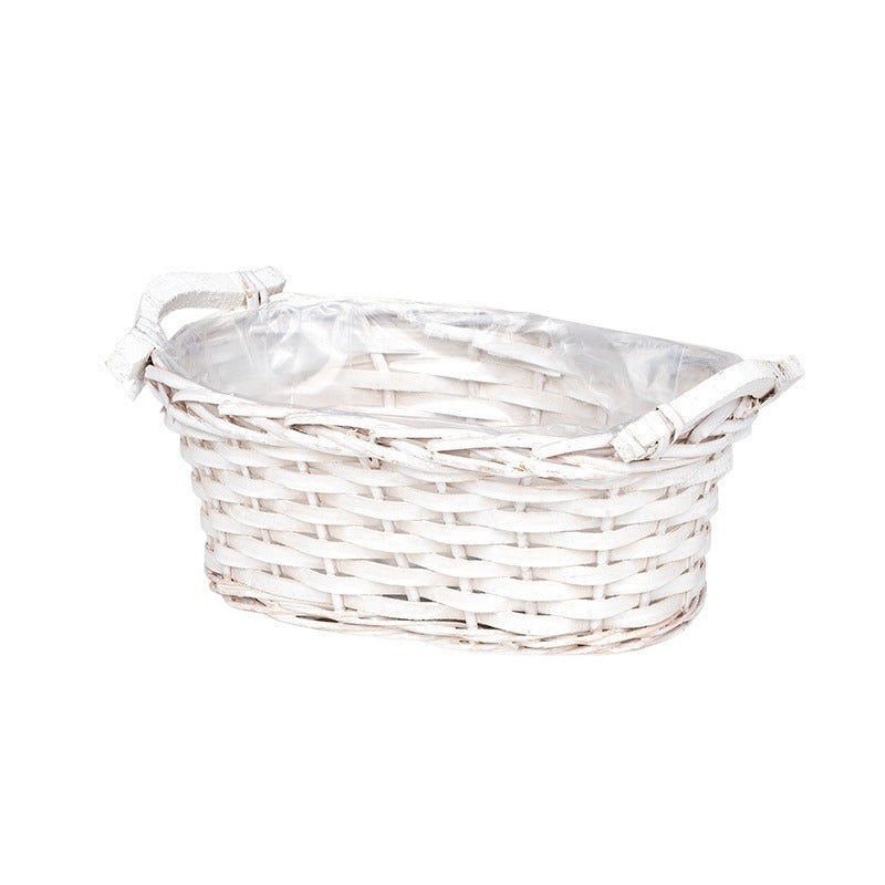 Castron Oval Din Lemn Cu Capac Din Lemn Alb 26X17X11,5Cm