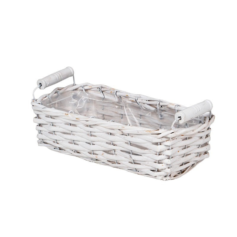 Castron Din Lemn Cu Fantă Pătrată Cu Gura De Scurgere Din Lemn Alb 25,5X11X7,5Cm