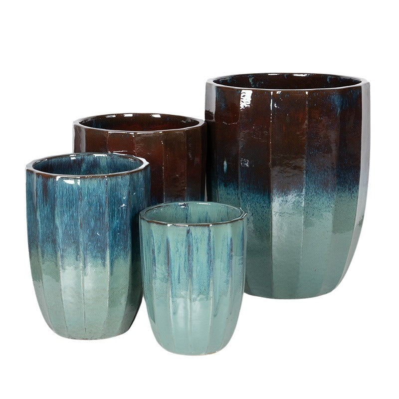 Harlow Rib Vase Suport Pentru Plante Ceramice Set Roșu-Turcoaz 31X40-56X71Cm S4