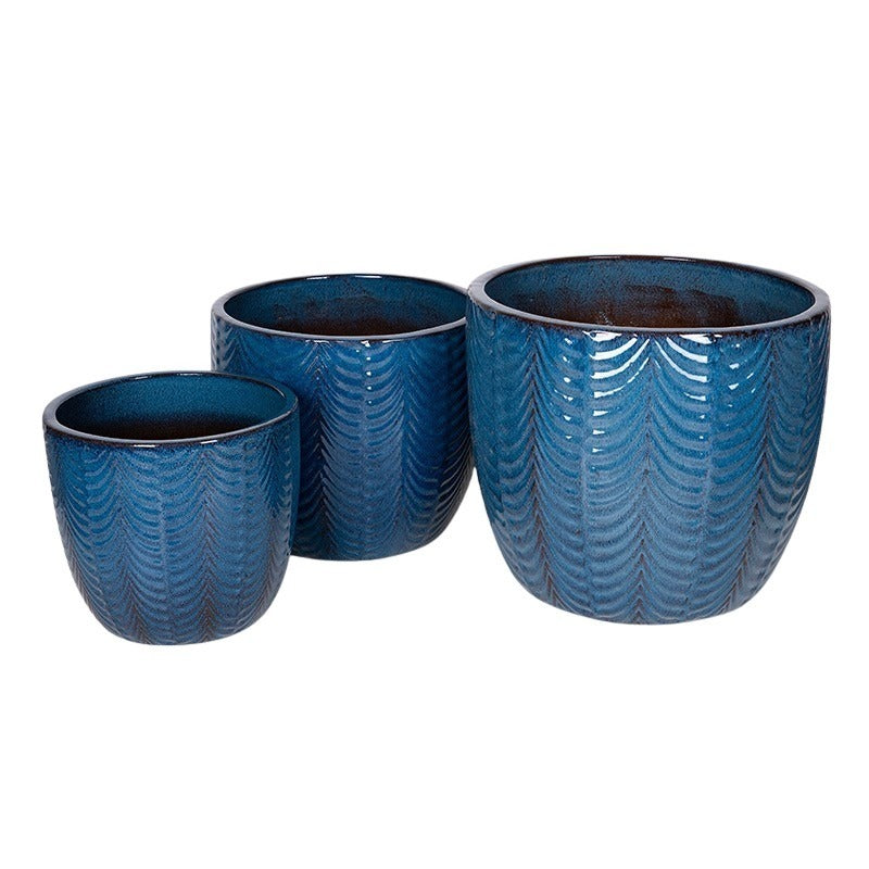 Sylva Set Ghiveci Ceramic Clasic Albastru Antic 38,5X35-57X49Cm S3