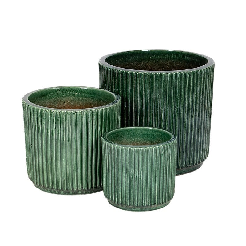 Soren Cilindru Ceramic Suport Pentru Plante Set Verde Pin 22X20,5-38X35Cm S3