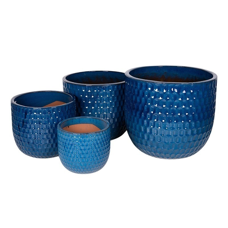 Hollis Classic Set Ghiveci Ceramic Albastru Regal 30X27-59X50Cm S4