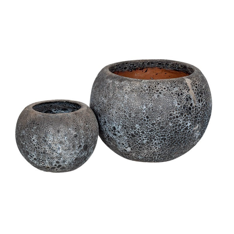 Brisbane Globe High Ceramic Ghiveci Set Gravat Rustic Negru 29X22-48X36Cm S2