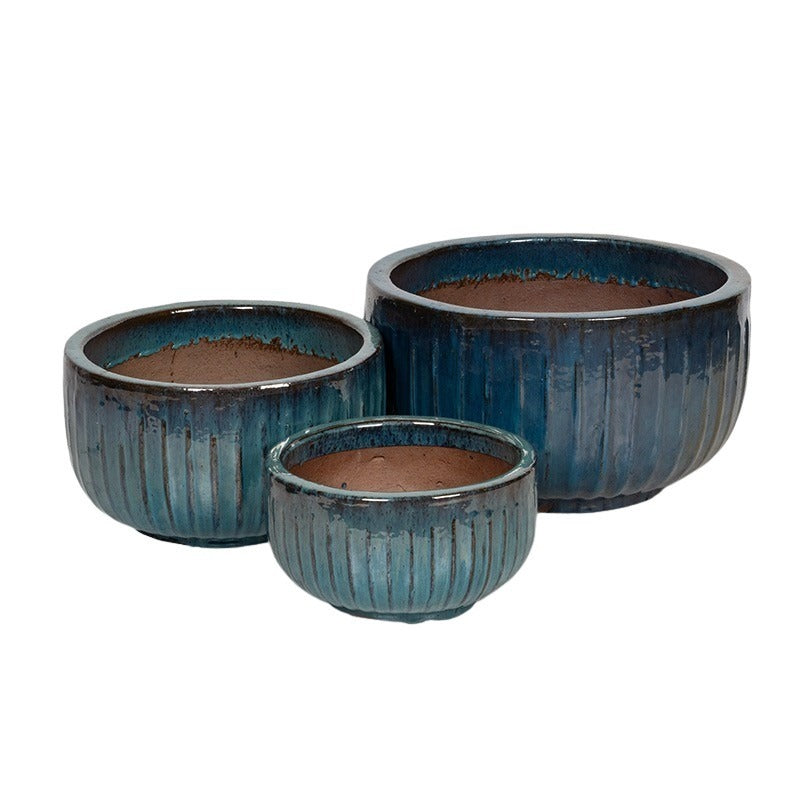 Baltic Rita Set De Ghivece Ceramice Albastru-Verde 35X18-54X30Cm S3