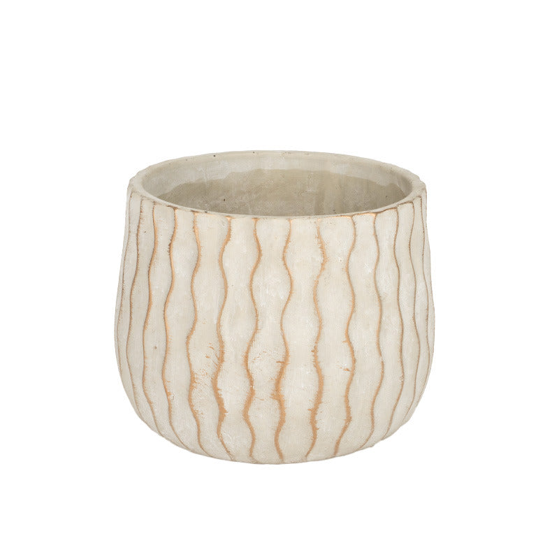 Oală De Ciment Ripple Gri-Auriu 10X8Cm