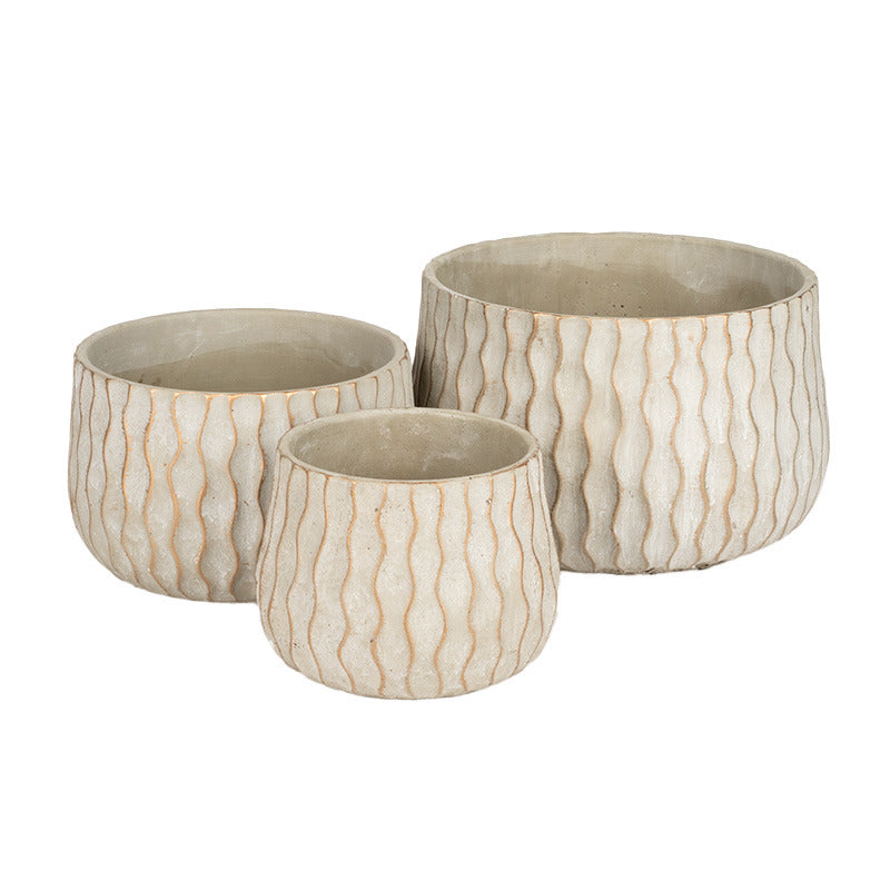 Set Castron De Ciment Ripple Gri-Auriu 16X12,5-27X17Cm S3