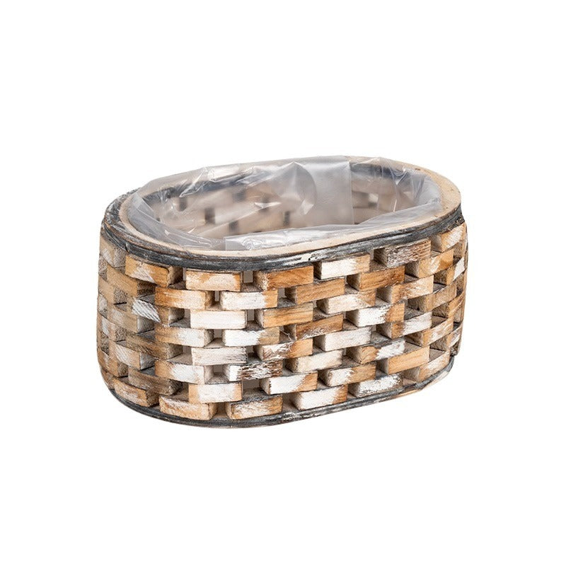 Castron Oval Din Lemn Alb Antic 23X15X10,5Cm