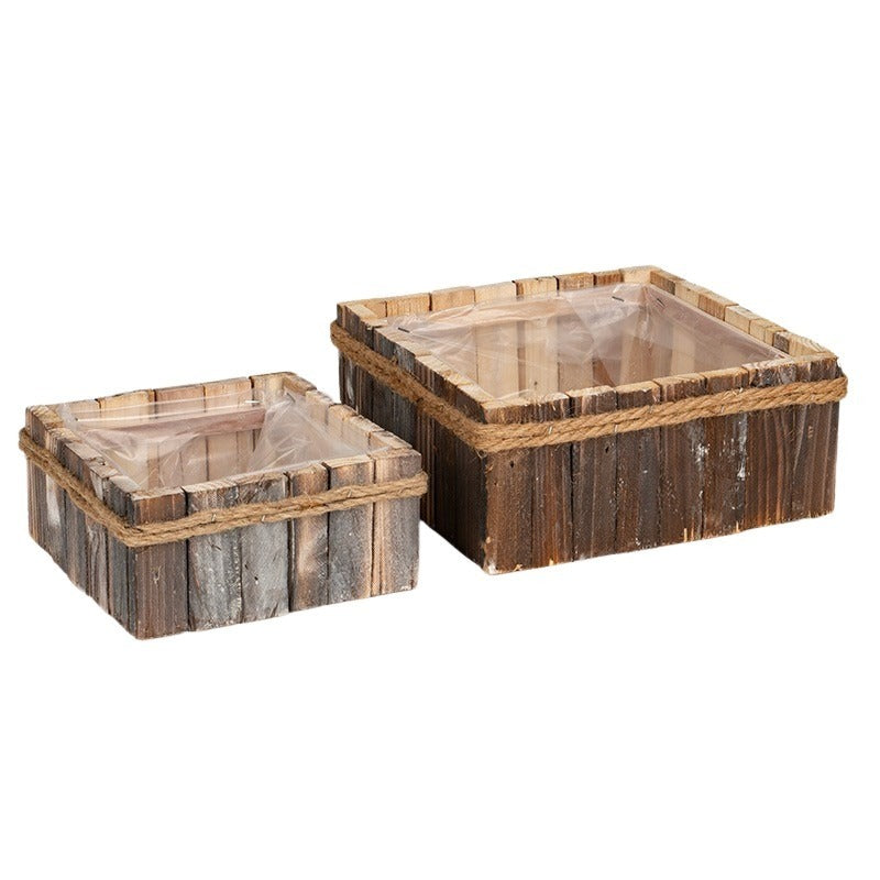 Set Castron Pătrat Din Lemn Maro 23X23X10Cm S2