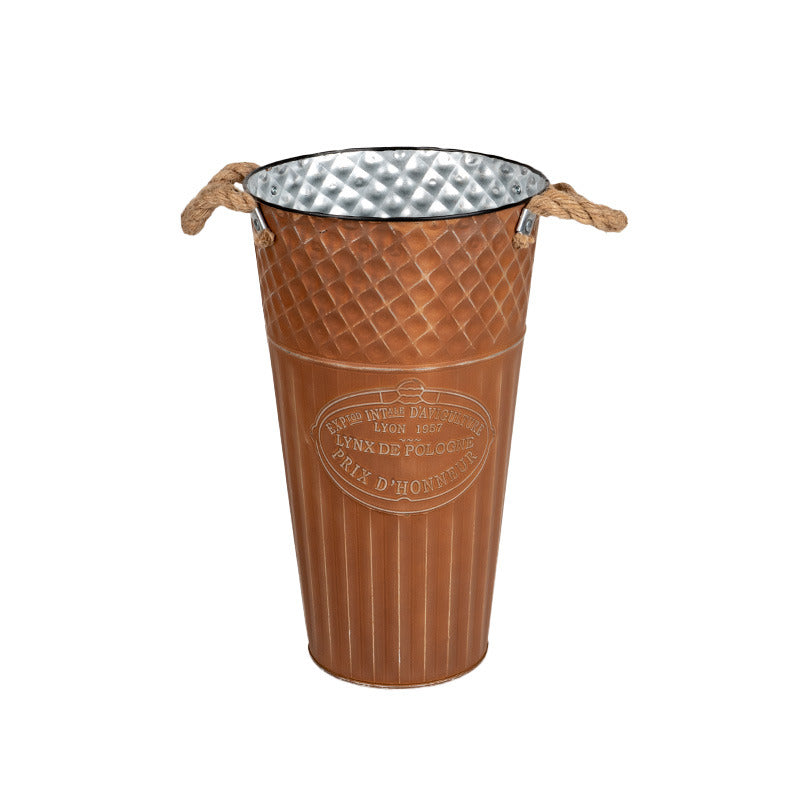 Loretta Vaza De Metal Cu Funie Tab Maro 18,5X30Cm