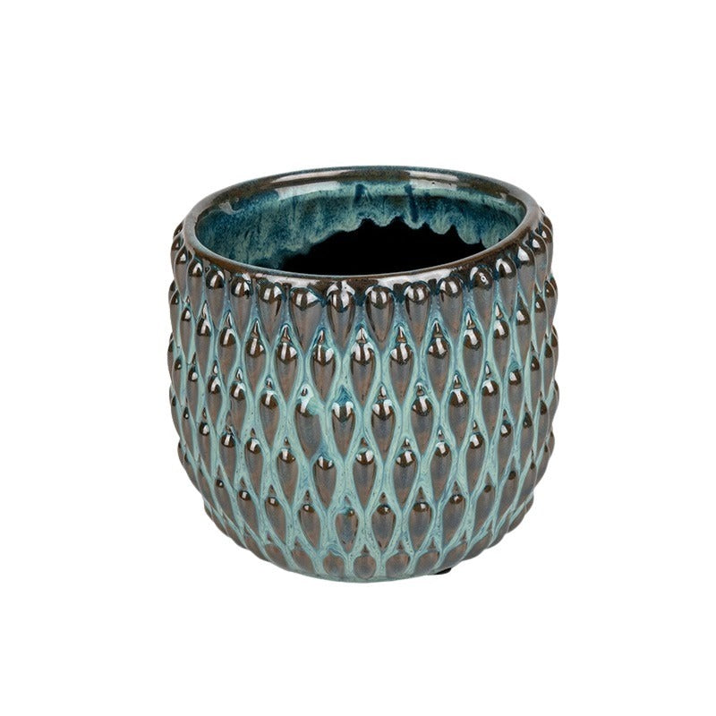 Gemma Vas Ceramic Turcoaz-Maro 11X10,5Cm