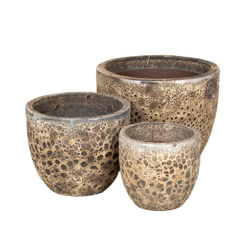 Wellington Classic Set Suport Pentru Plante Din Ceramică Gravat Rustic Alb 22,5X19,5-38X31Cm S3