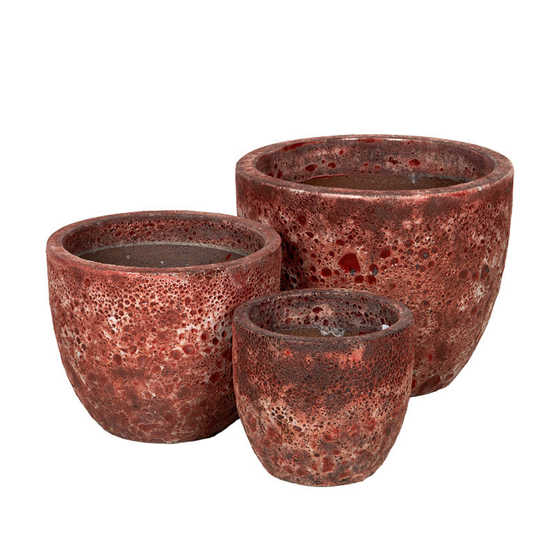 Wellington Classic Set Ghiveci Ceramic Gravat Rustic Roșu 22,5X19,5-38X31Cm S3