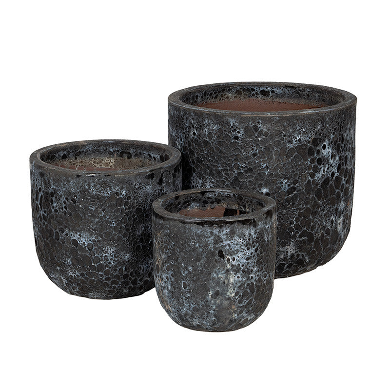 Ashford Classic Set De Ghivece Ceramice Gravate Rustic Gri 29X28-51X46Cm S3