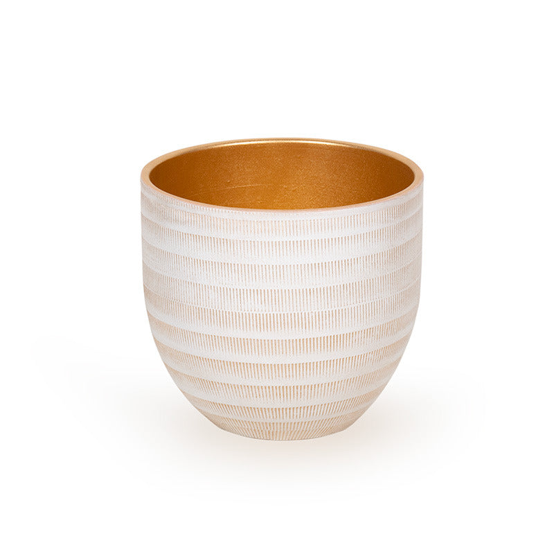 Le Havre Vas Ceramic Alb-Auriu 16X14Cm