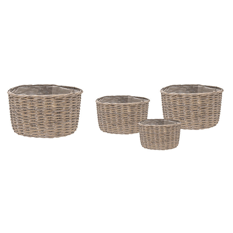 Senegal Set De Ghivece Ovale Din Răchită Gri 20X14X14-40X30X23Cm S/4