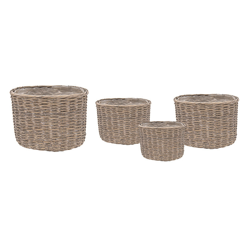 Senegal Set De Ghivece De Răchită Cu Fantă Ovală Înaltă Gri 20X14X20-40X30X29Cm S/4
