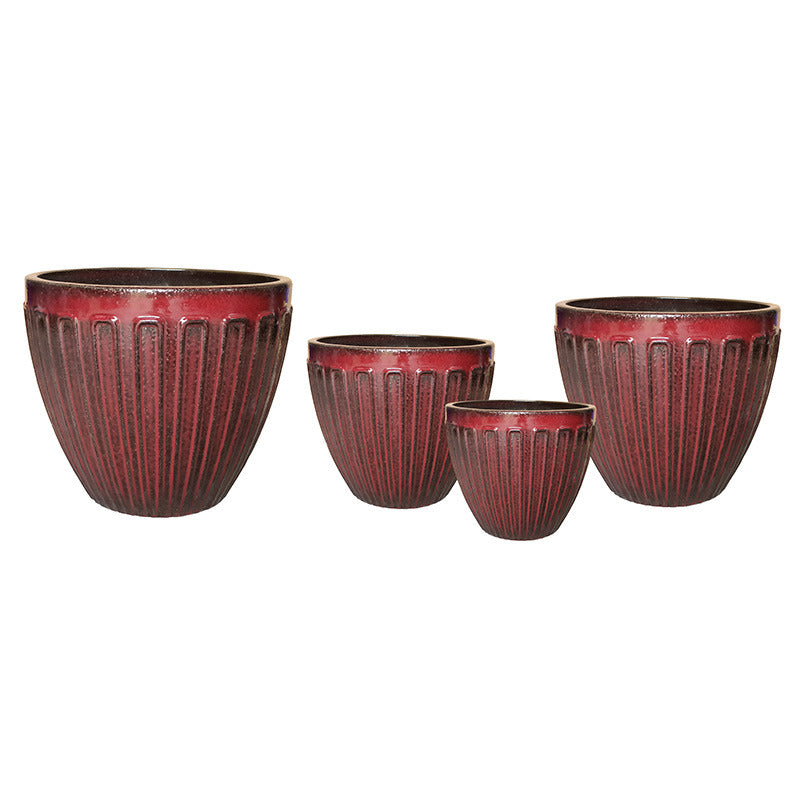 Noble Lines Set Ghiveci Ceramic Clasic Roșu Sânge 31X29,5-58X51Cm S4