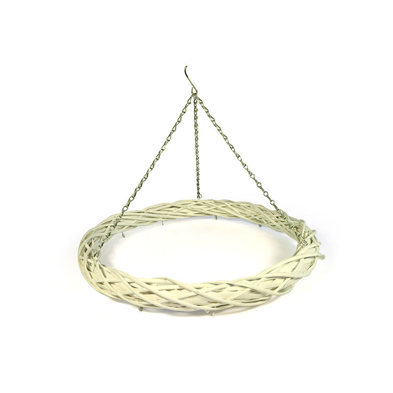 Coroniță De Răchită Cu Agățat Alb 58Cm