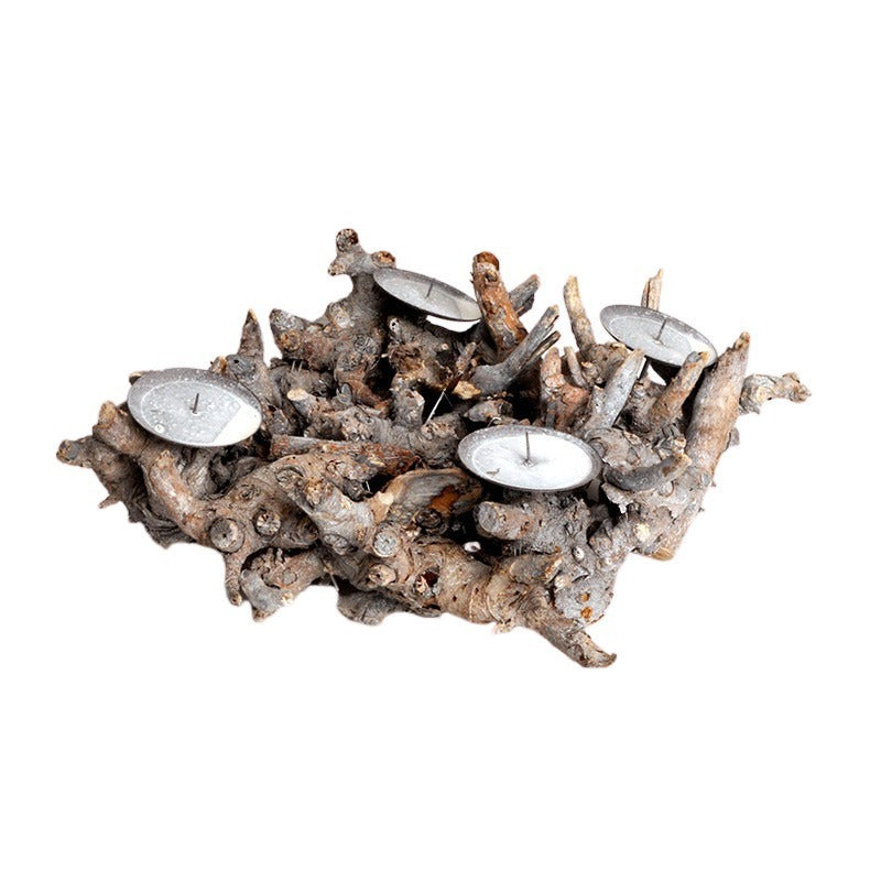 Sfeșnic Pătrat Din Lemn Mărunțit Gri 33X33X12Cm