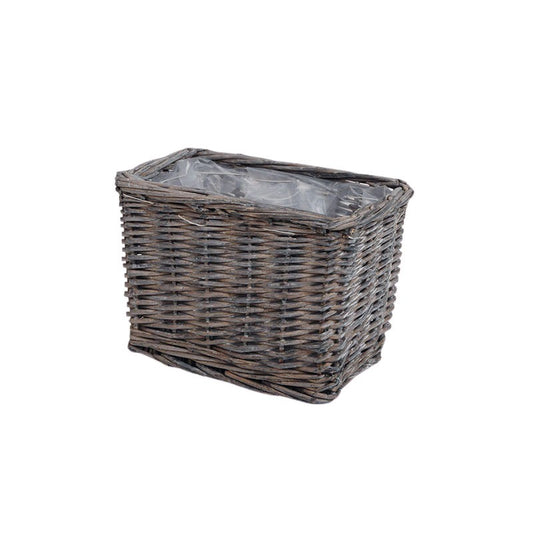 Castron Pătrat Ridicat Din Răchită Gri 25X16X17Cm